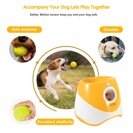 Dog Tennis Ball Launcher. Automatic Interactive Throw Rechargable Catapult