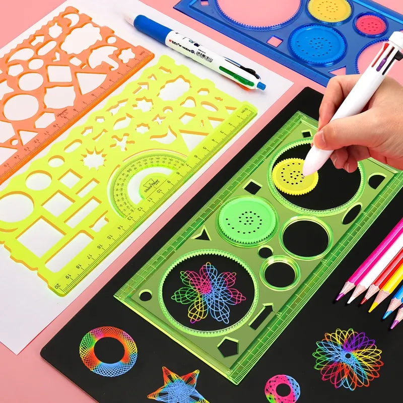 Geometry Spirograph Drawing Stencils Set Painting Template Art Crafts Creative Kids Educational Toy - Pets & Kidz