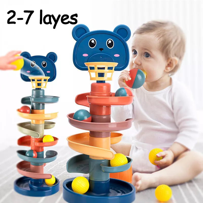 2-7 Layes Track Rolling Ball Pile Tower Early Educational Toy for Babies - Pets & Kidz