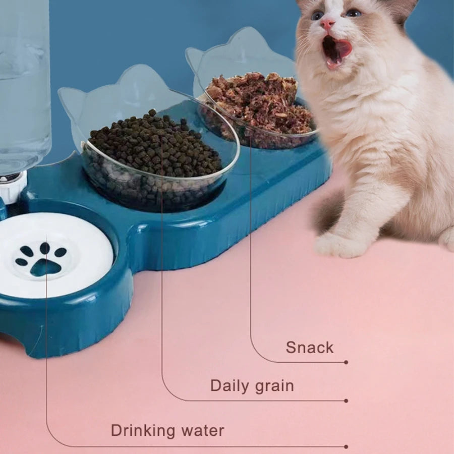 Cat Food Bowl Pet Automatic Feeder Water Dispenser