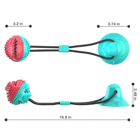 Dog Ball Suction Cup and Rope toy. Interactive chew Leaking Slow Feeder