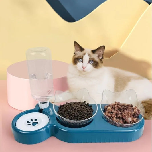 Cat Food Bowl Pet Automatic Feeder Water Dispenser